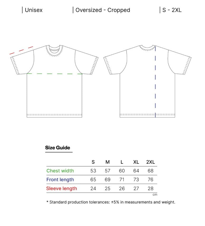 Guide des tailles β GOTHIC CROPPED T-SHIRT